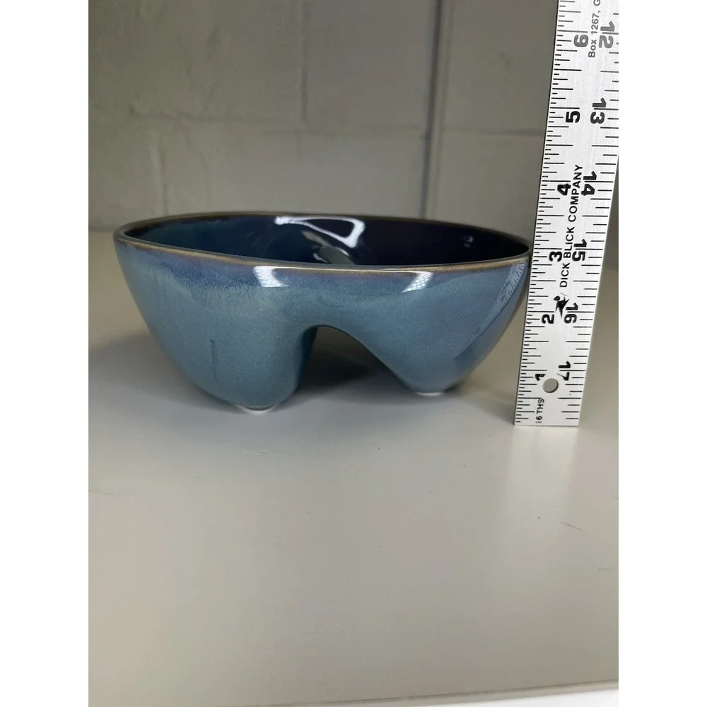 Uncommon Goods‎ Perfect Bite Divided Bowl Peter Both Blue Two Section Ceramic